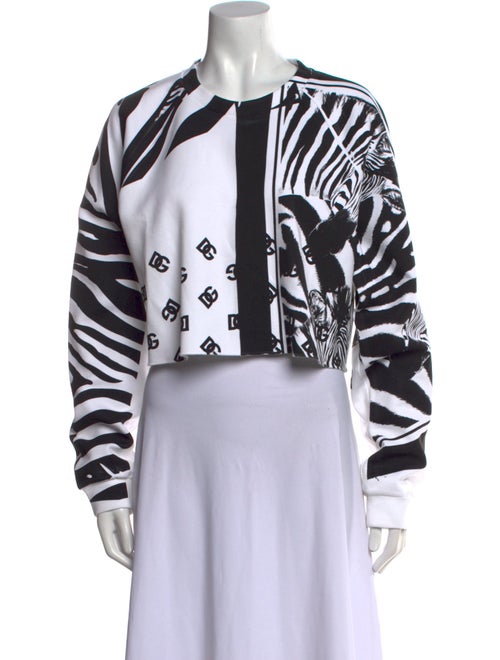 Dolce & Gabbana Printed Crew Neck Crop Top