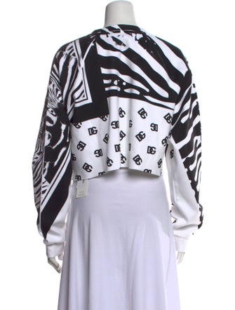 Dolce & Gabbana Printed Crew Neck Crop Top