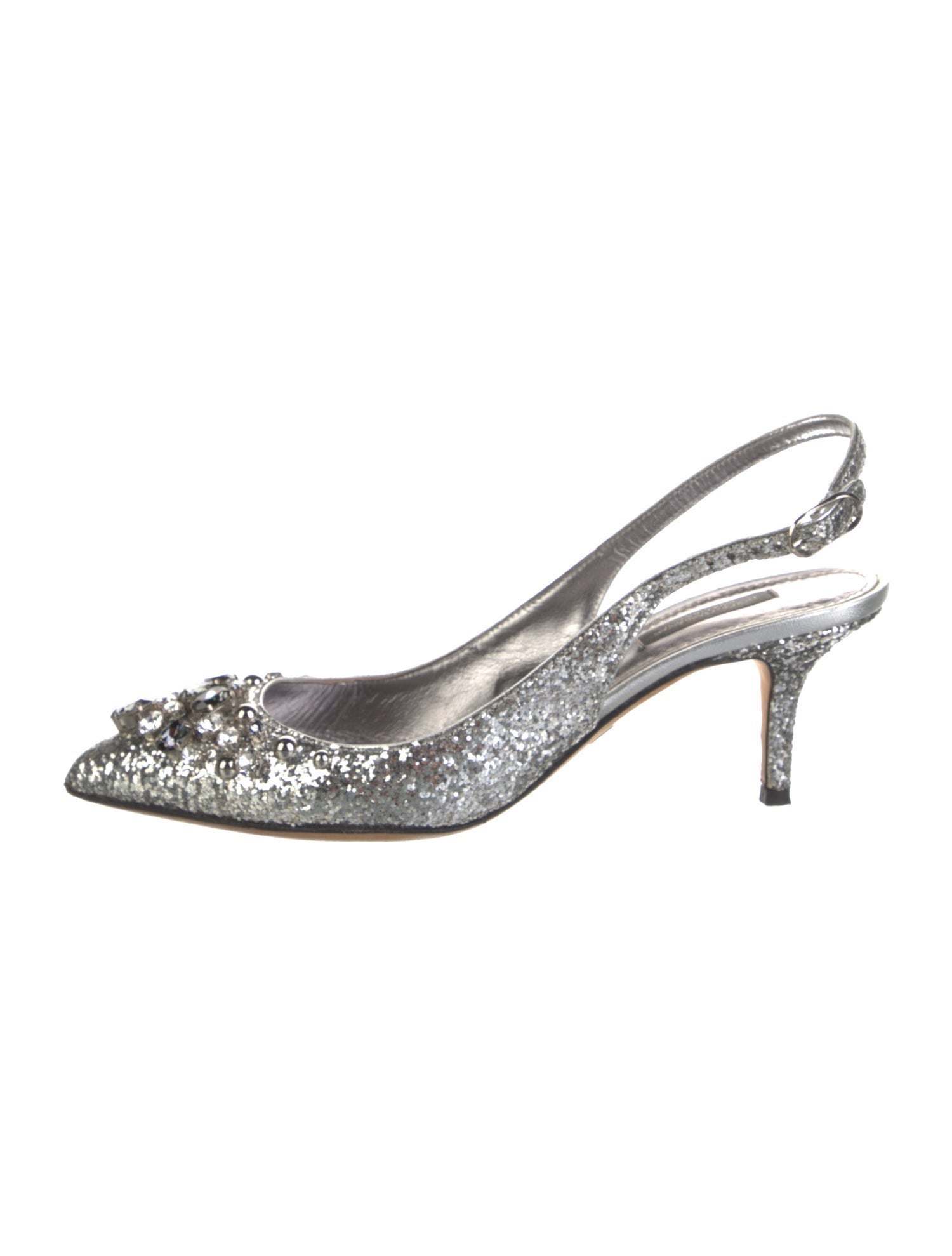 Dolce & Gabbana Glitter Crystal Embellishments Slingback Pumps