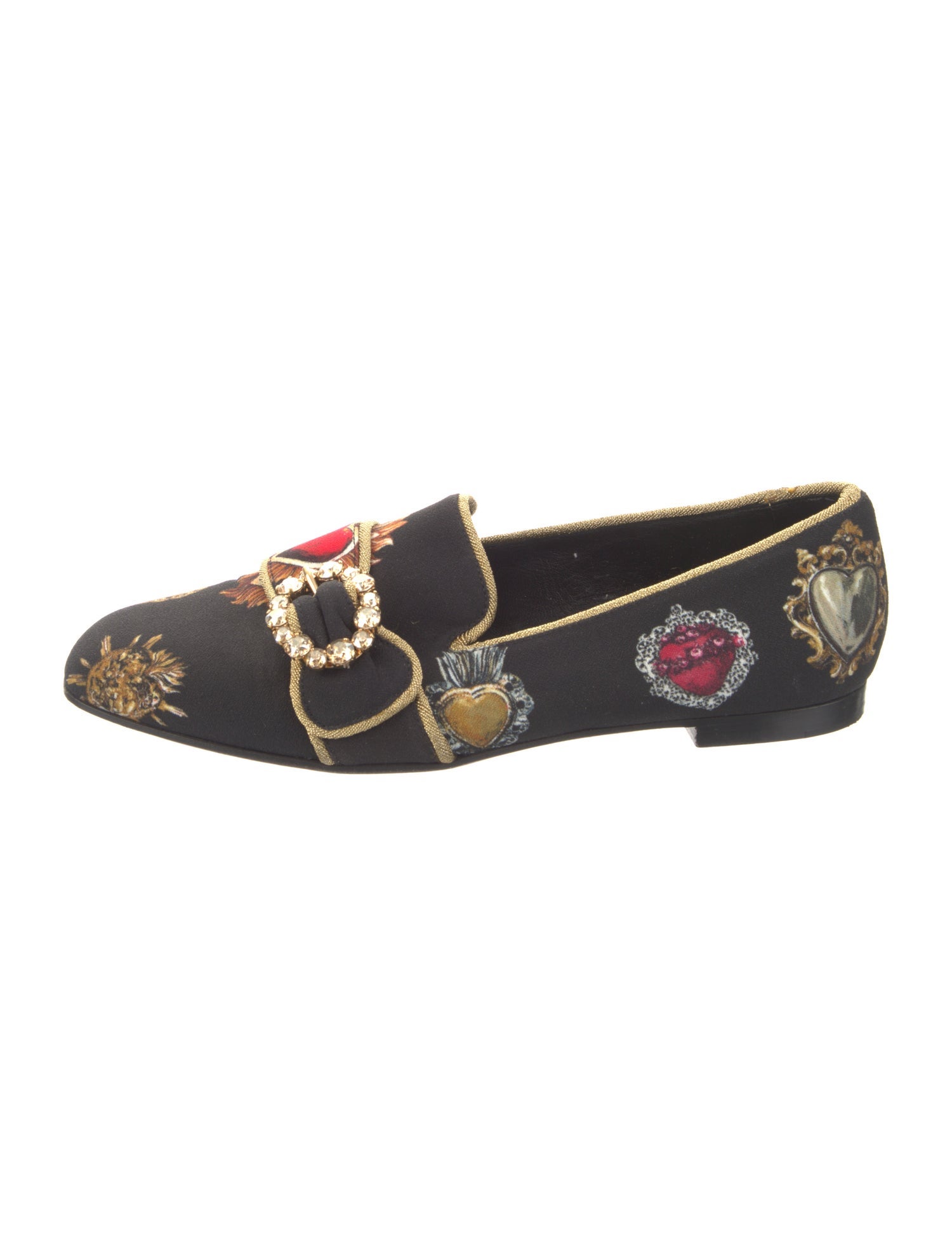 Dolce & Gabbana Floral Print Crystal Embellishments Loafers