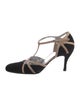 Dolce & Gabbana Suede Leather Trim Embellishment T-Strap Pumps