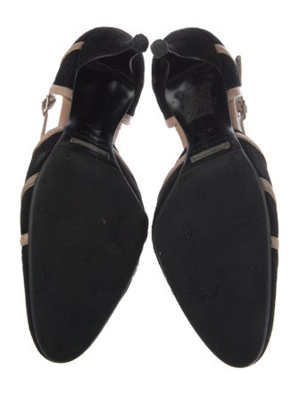 Dolce & Gabbana Suede Leather Trim Embellishment T-Strap Pumps