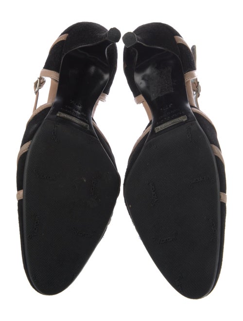 Dolce & Gabbana Suede Leather Trim Embellishment T-Strap Pumps