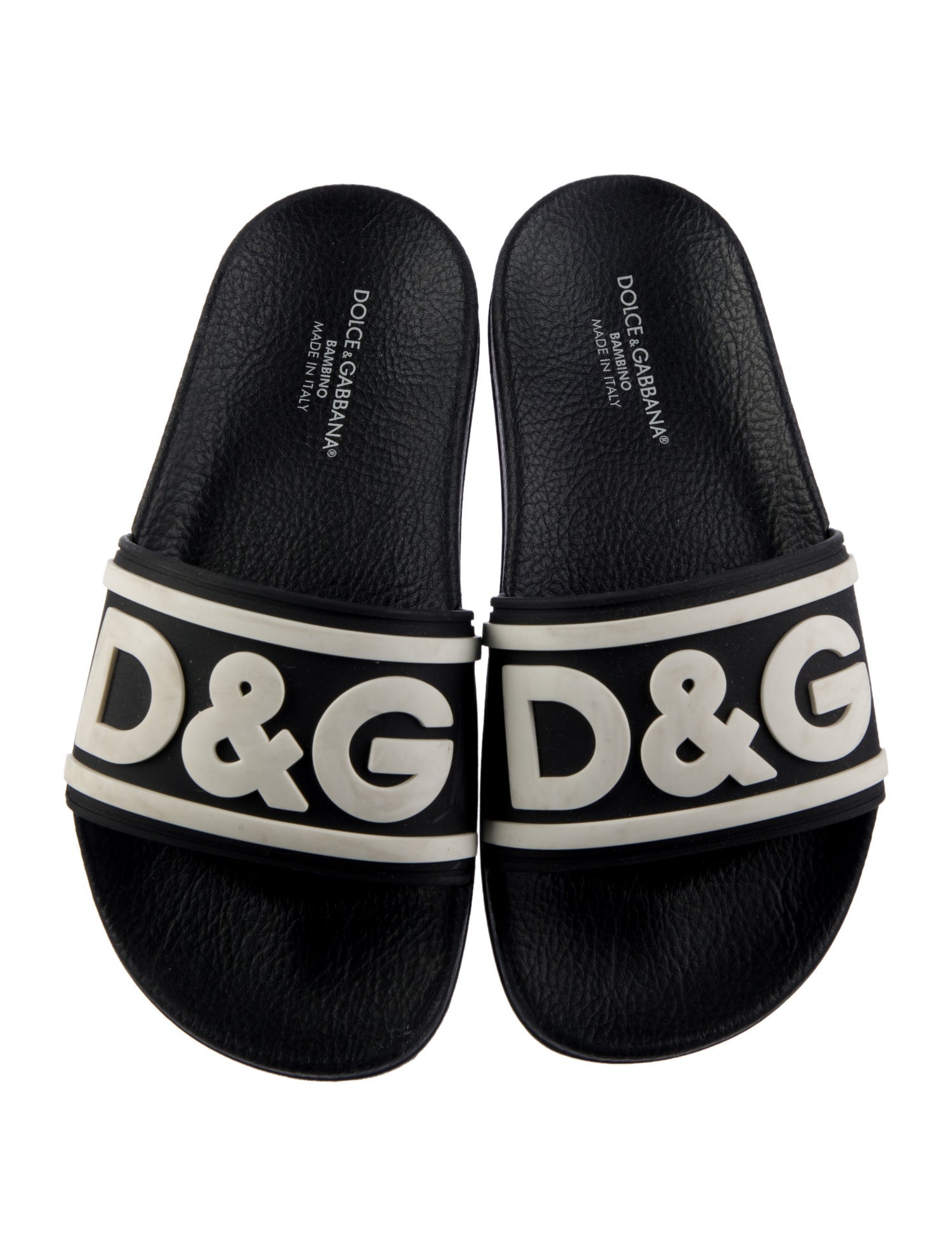 Dolce & Gabbana kid boys' black and white slides