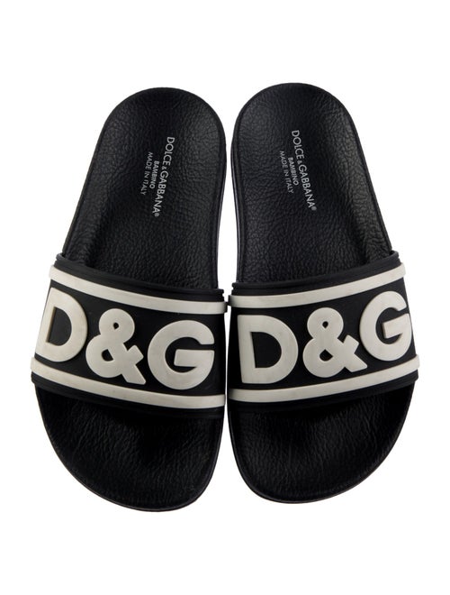 Dolce & Gabbana kid boys' black and white slides