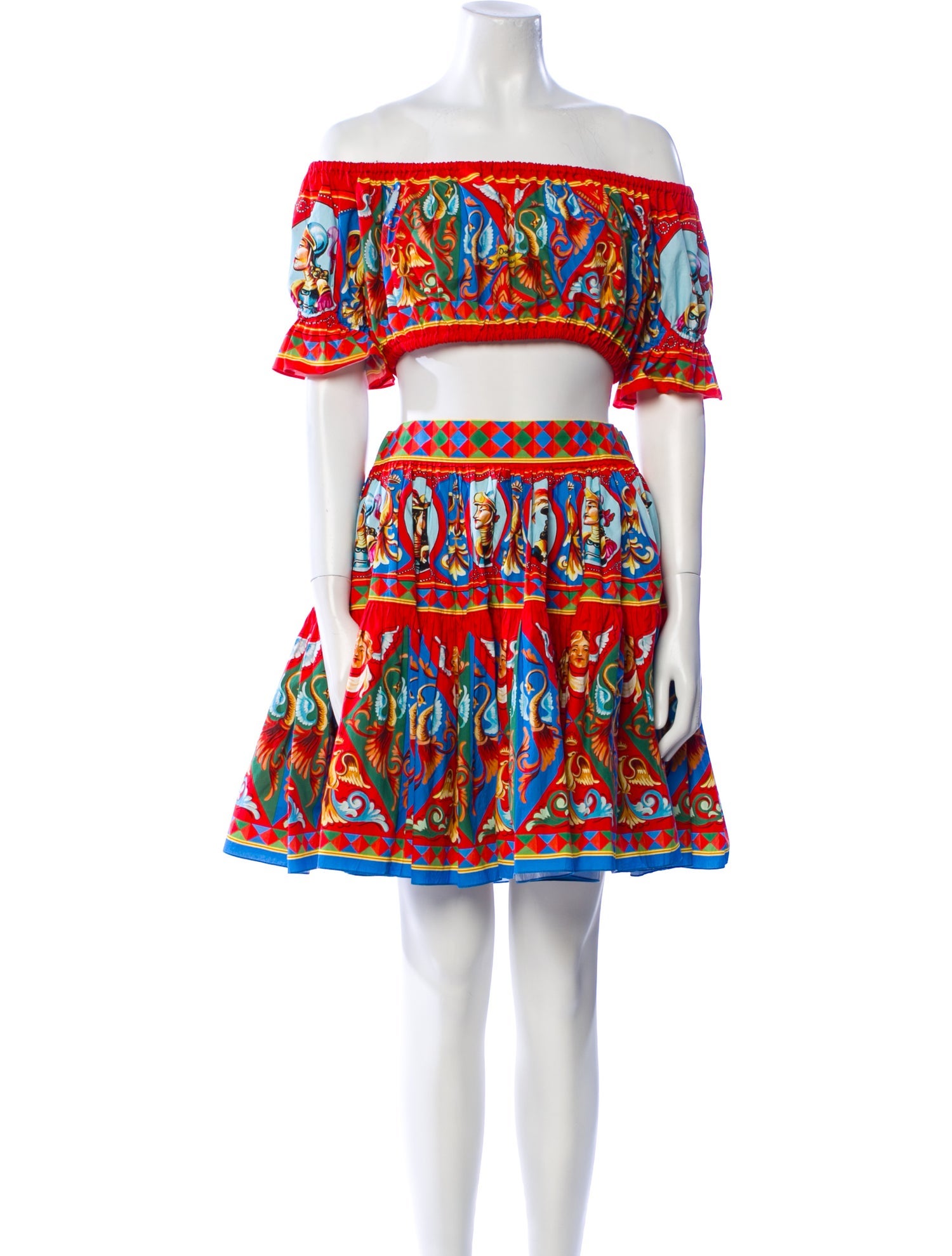 Dolce & Gabbana Printed Pleated Accents Skirt Set