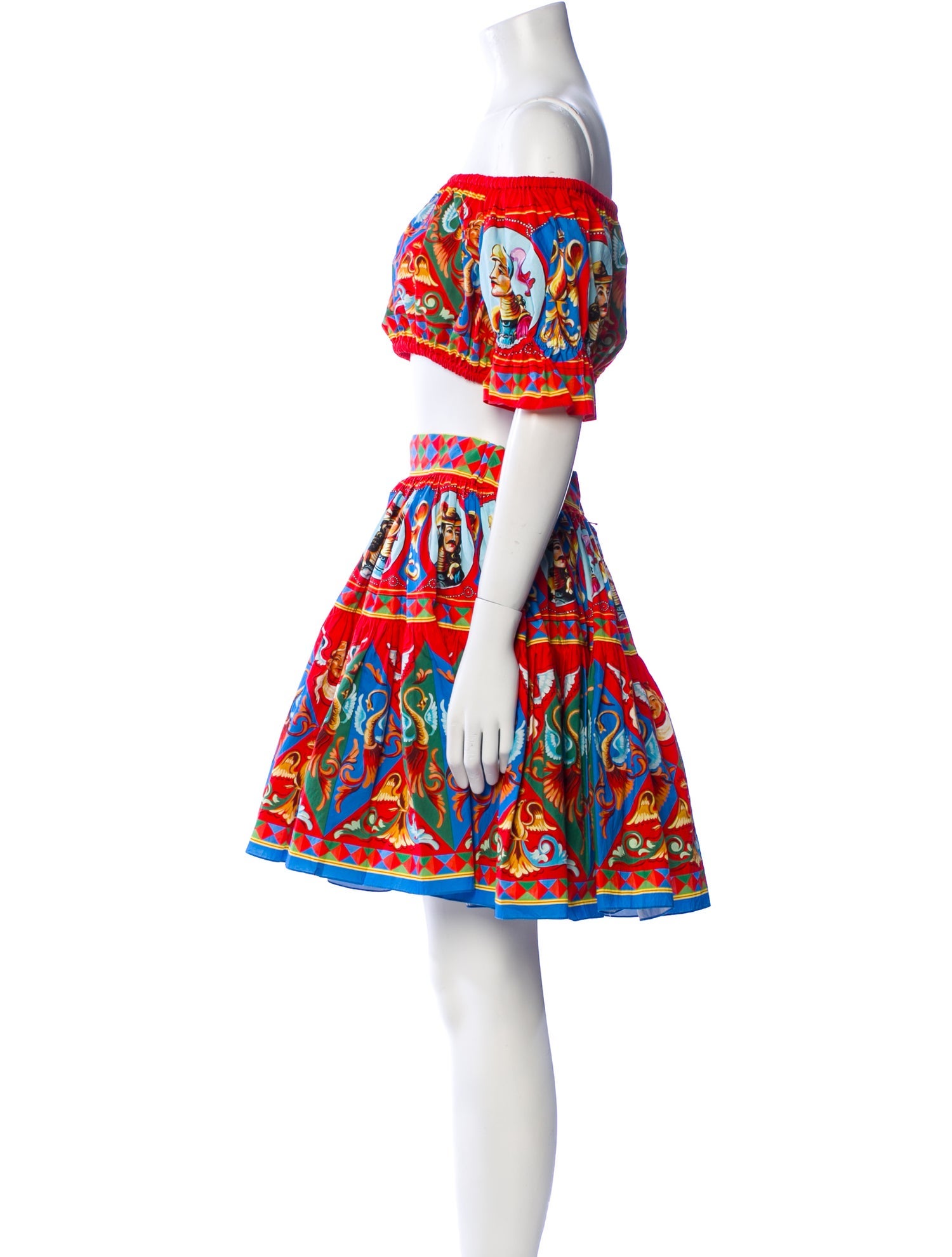 Dolce & Gabbana Printed Pleated Accents Skirt Set