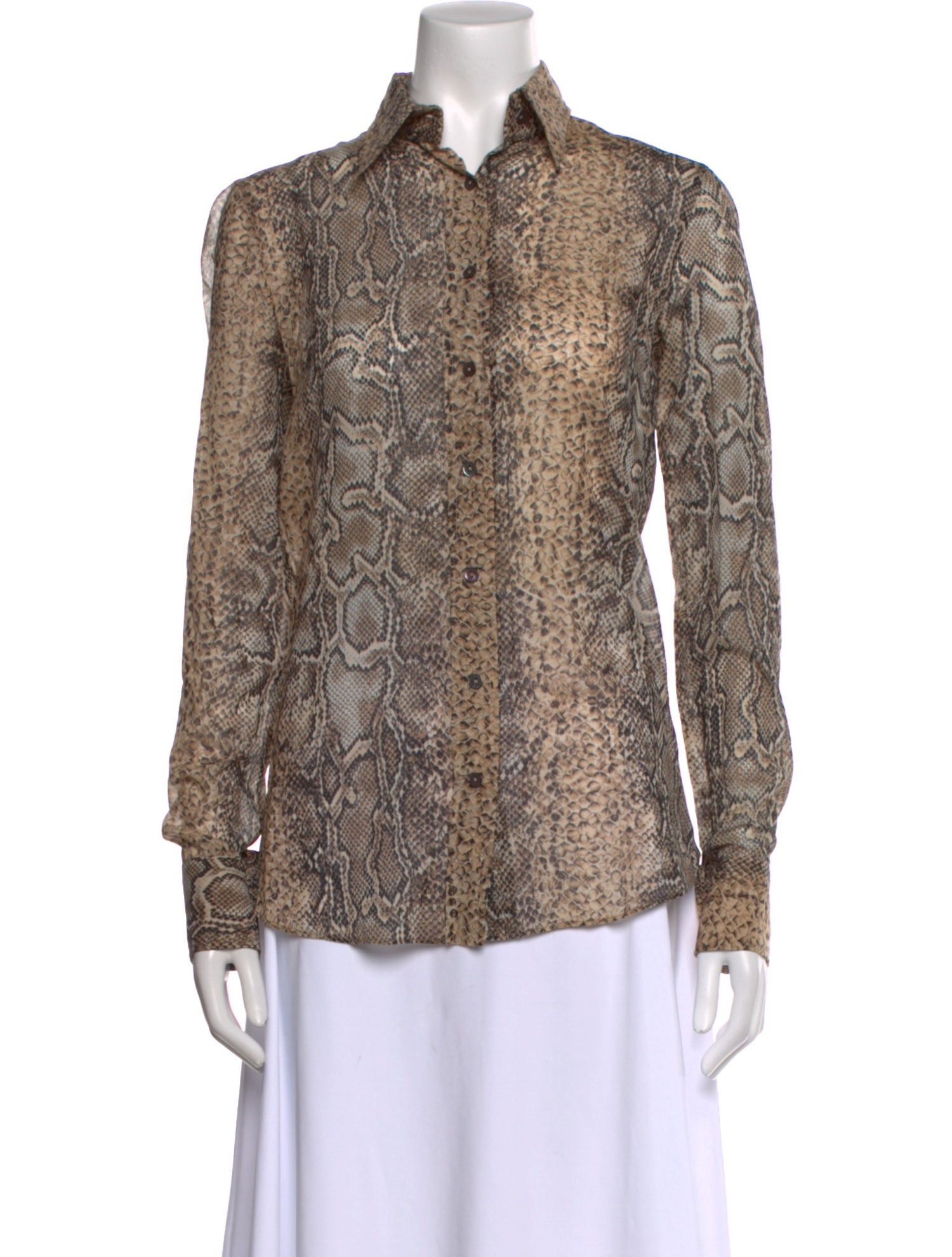 Dolce & Gabbana Silk Animal Print Button-Up Top