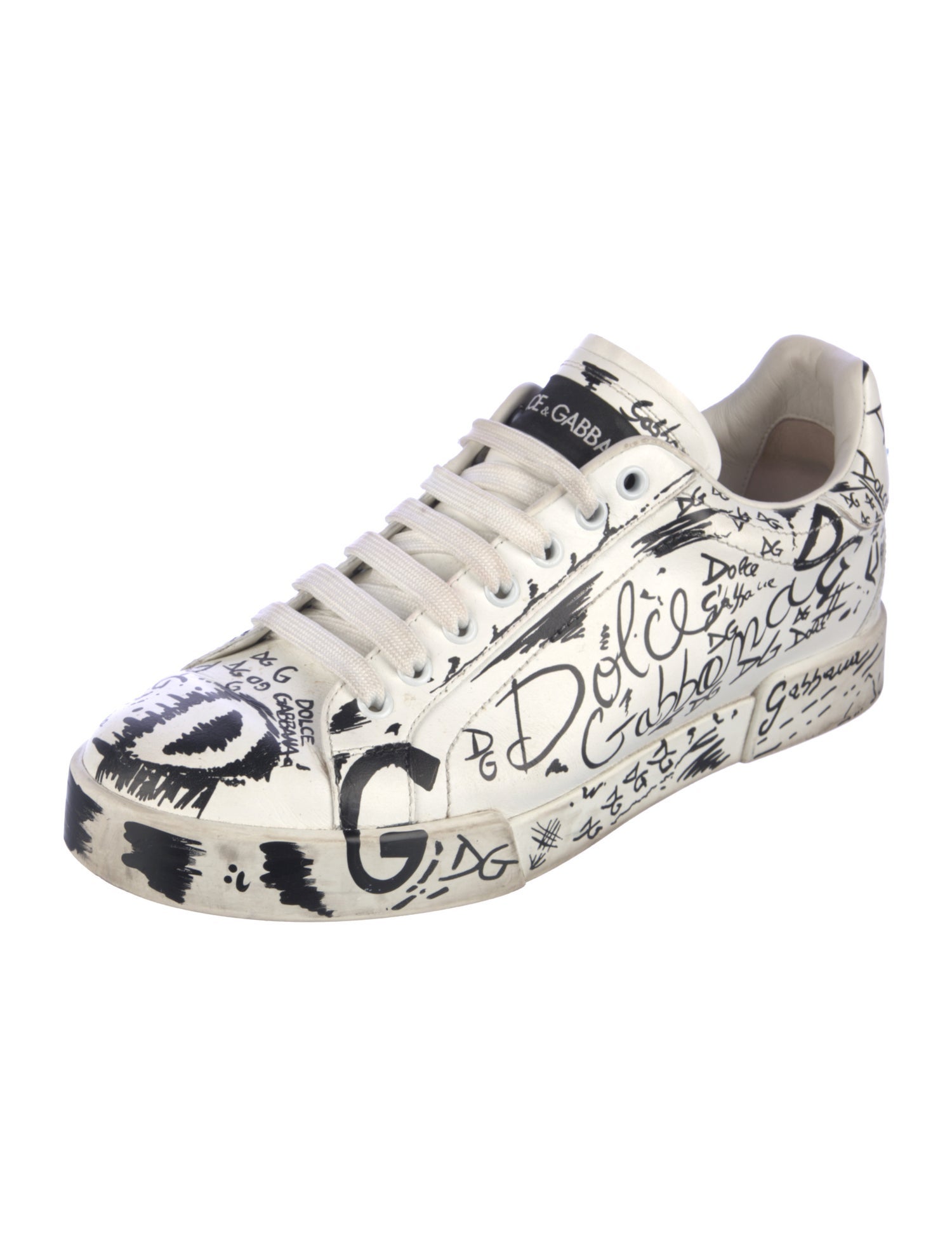 Dolce & Gabbana Leather Printed Sneakers