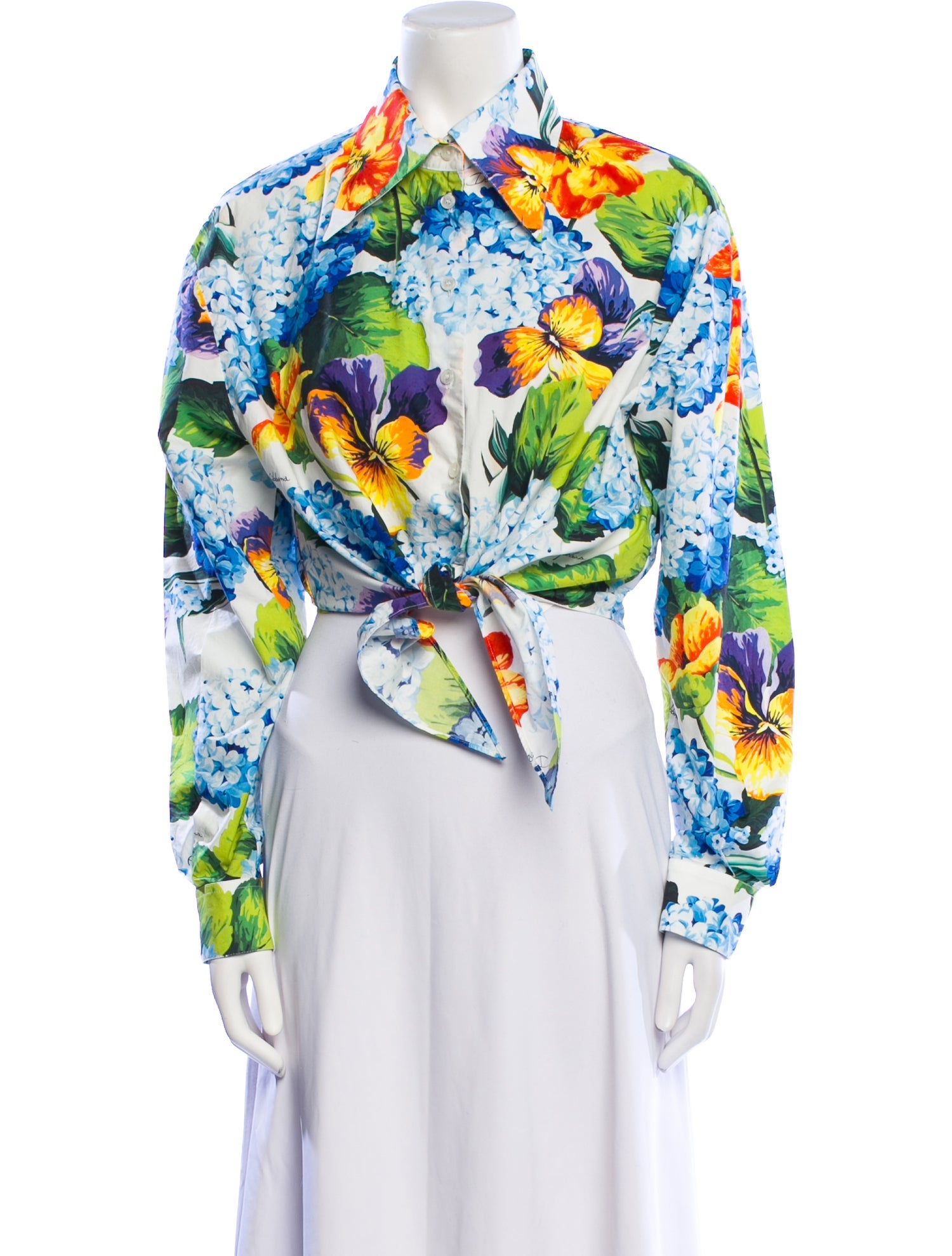 Dolce & Gabbana Floral Print Long Sleeve Crop Top