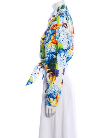 Dolce & Gabbana Floral Print Long Sleeve Crop Top