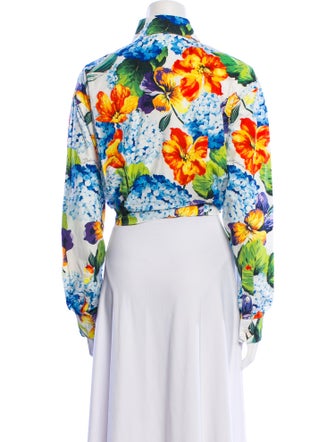 Dolce & Gabbana Floral Print Long Sleeve Crop Top
