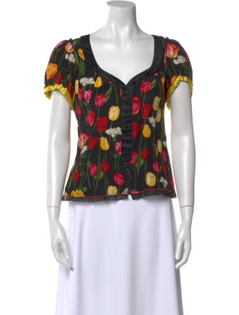 Dolce & Gabbana Silk Floral Print Top
