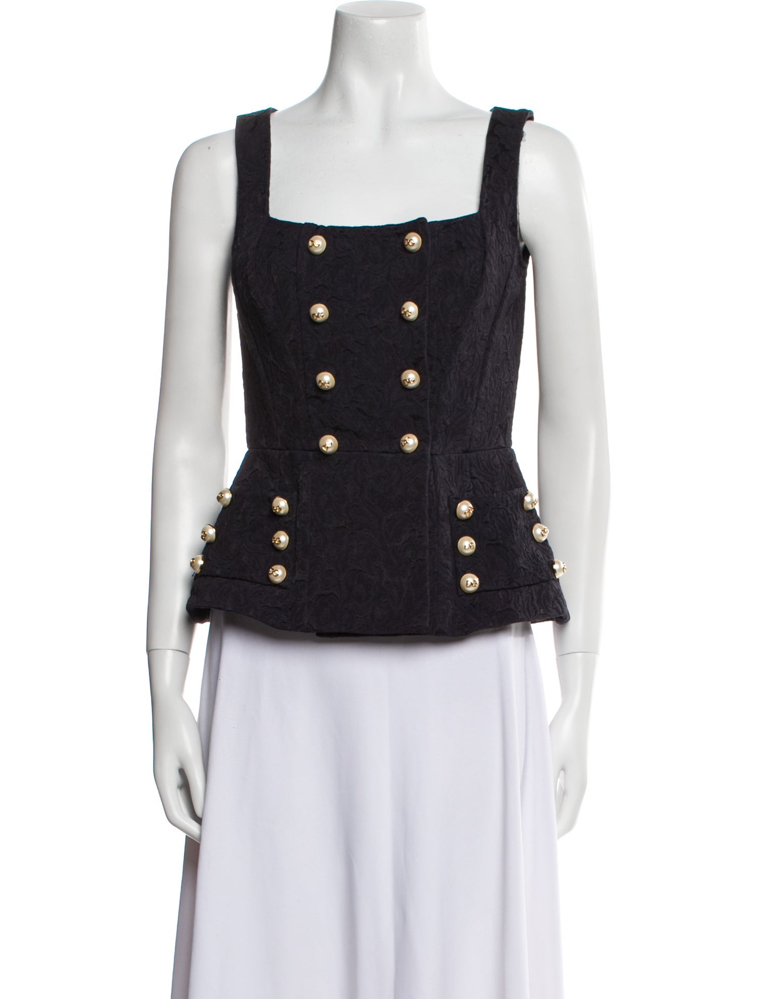 Dolce & Gabbana Polka Dot Print Square Neckline Crop Top