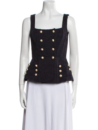 Dolce & Gabbana Polka Dot Print Square Neckline Crop Top