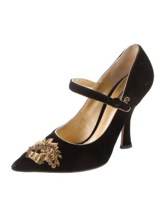 Dolce & Gabbana Velvet Embroidered Accent Pumps