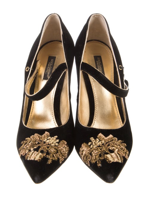Dolce & Gabbana Velvet Embroidered Accent Pumps