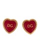 Dolce & Gabbana Enamel Heart Logo Stud Clip-On Earrings