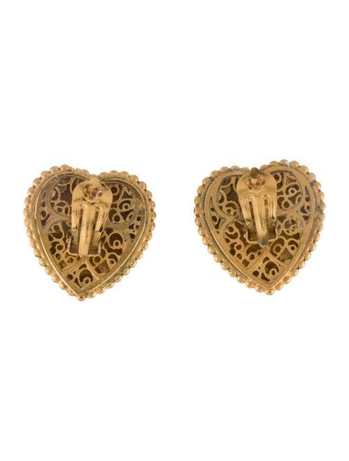 Dolce & Gabbana Enamel Heart Logo Stud Clip-On Earrings