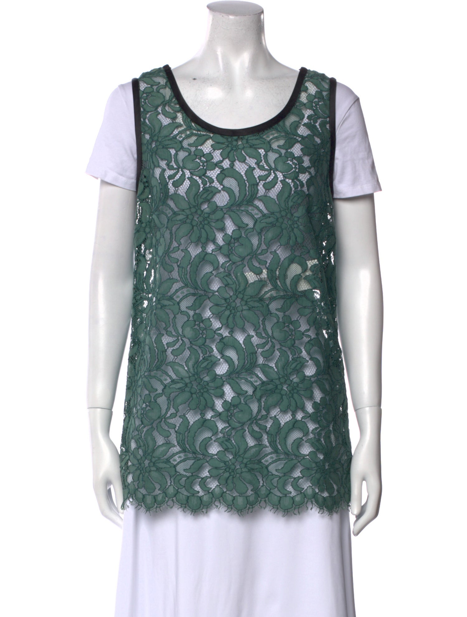 Dolce & Gabbana Lace Pattern Scoop Neck T-Shirt