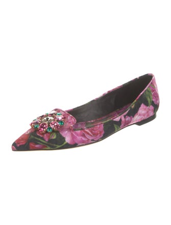 Dolce & Gabbana Floral Print Crystal Embellishments Ballet Flats