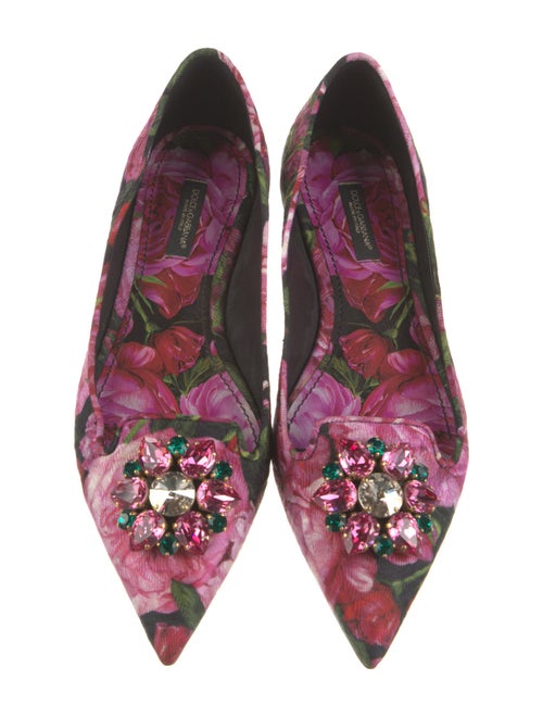 Dolce & Gabbana Floral Print Crystal Embellishments Ballet Flats