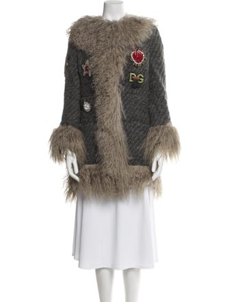 Dolce & Gabbana Wool Faux Fur Coat