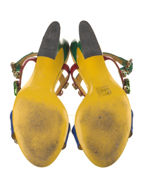 Dolce & Gabbana Leather Floral Print Slingback Sandals