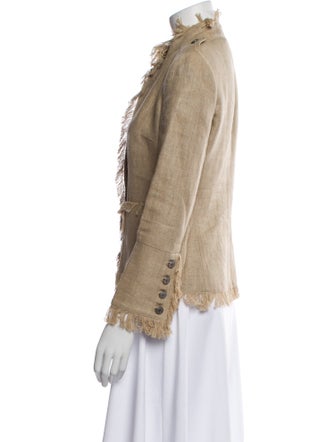 Dolce & Gabbana Linen Tweed Pattern Faux Fur Jacket