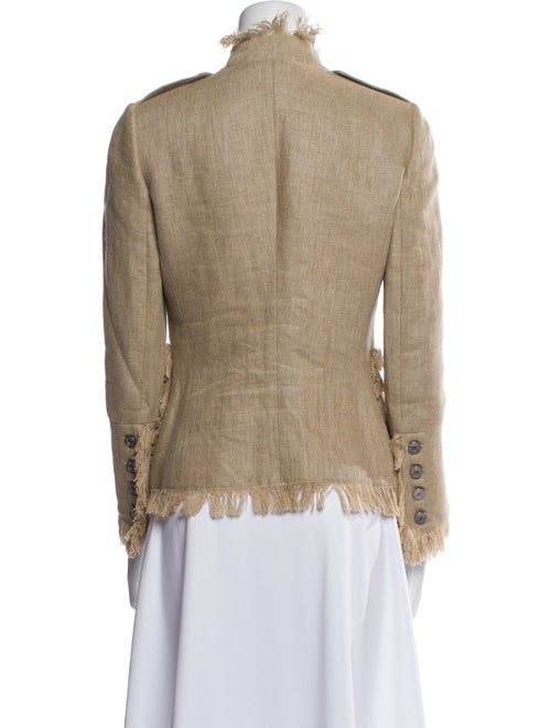 Dolce & Gabbana Linen Tweed Pattern Faux Fur Jacket