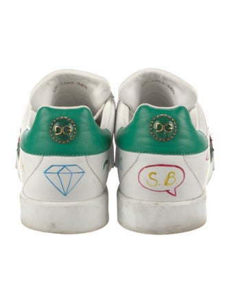 Dolce & Gabbana Leather Floral Print Sneakers