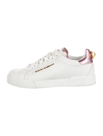 Dolce & Gabbana Leather Studded Accents Sneakers