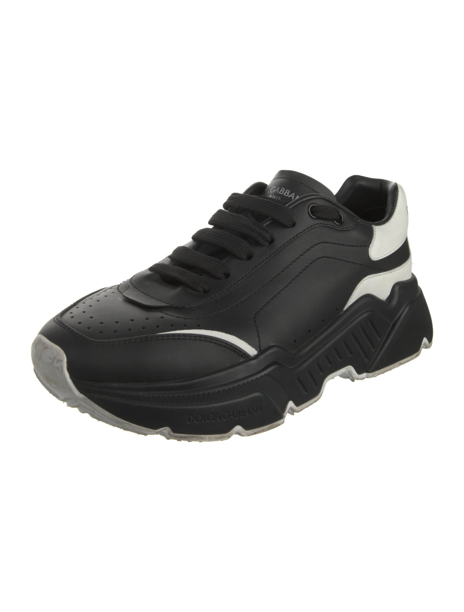 Dolce & Gabbana Leather Colorblock Pattern Sneakers