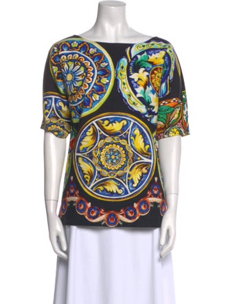 Dolce & Gabbana Paisley Print Bateau Neckline T-Shirt