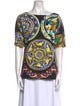 Dolce & Gabbana Paisley Print Bateau Neckline T-Shirt
