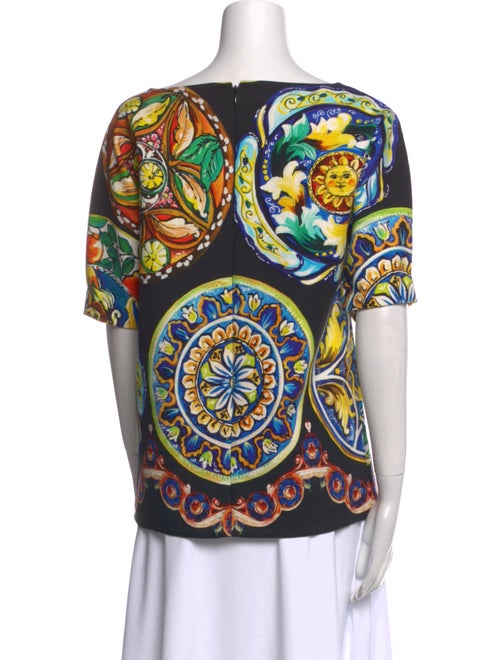 Dolce & Gabbana Paisley Print Bateau Neckline T-Shirt