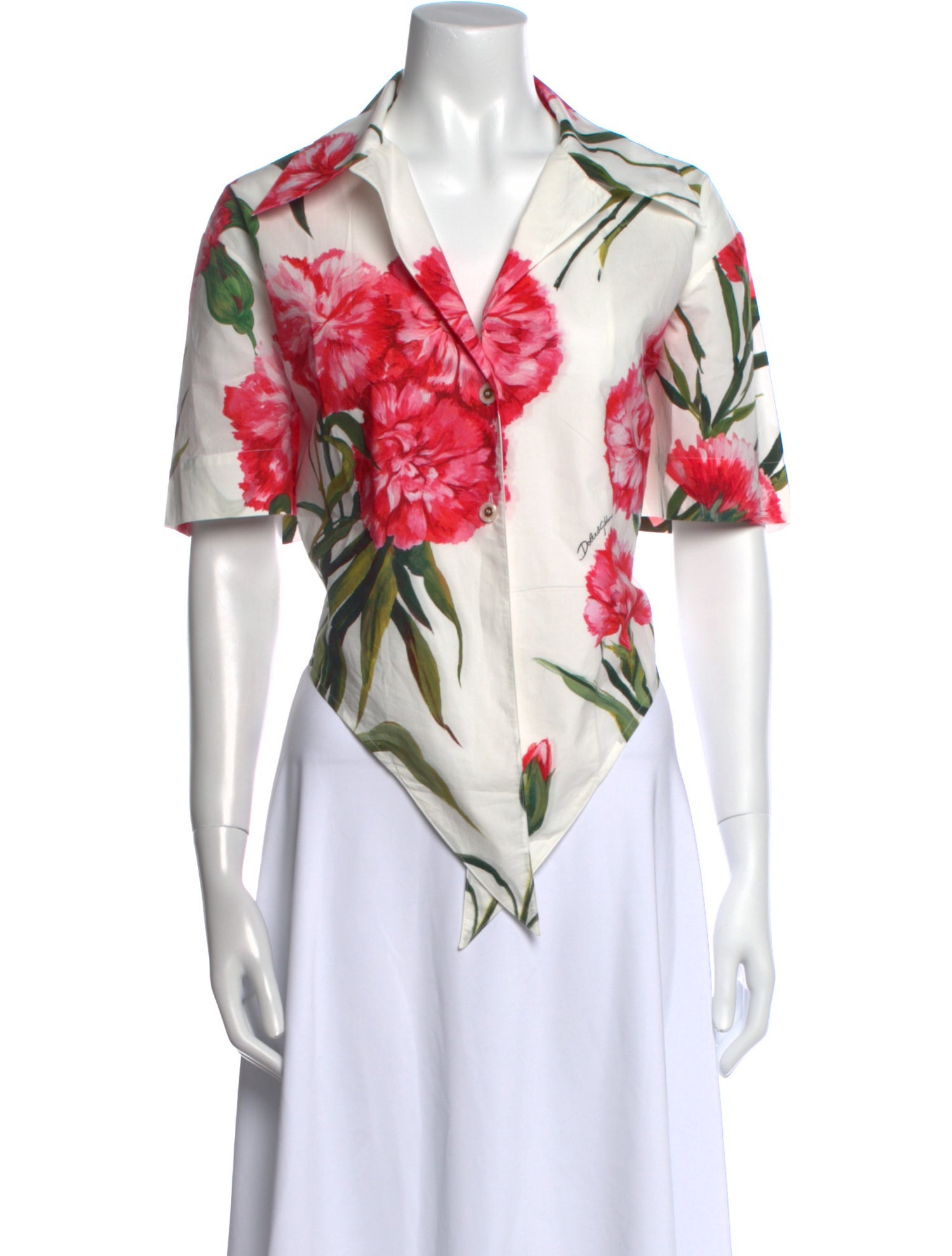 Dolce & Gabbana Floral Print V-Neck Blouse