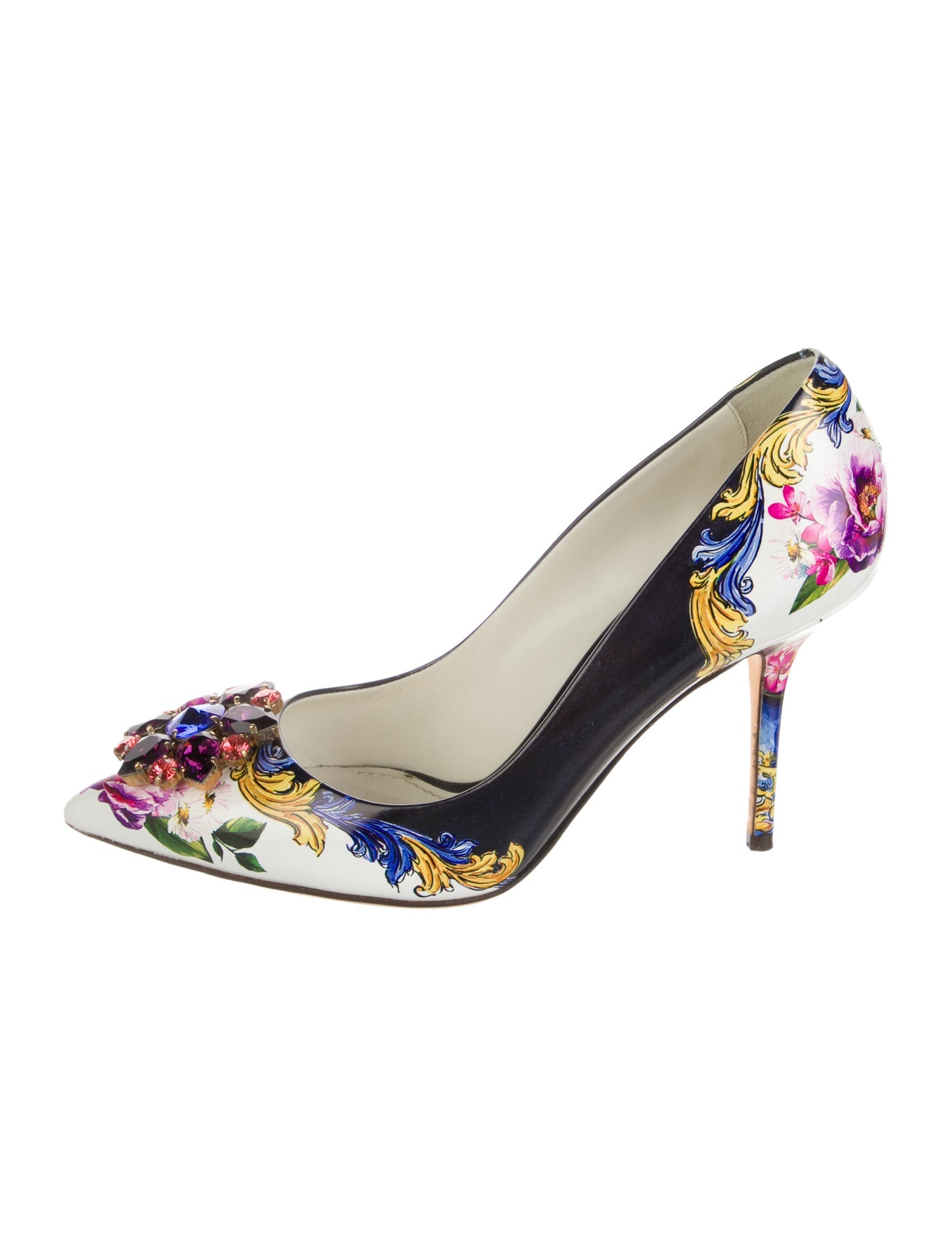 Dolce & Gabbana Leather Floral Print Pumps