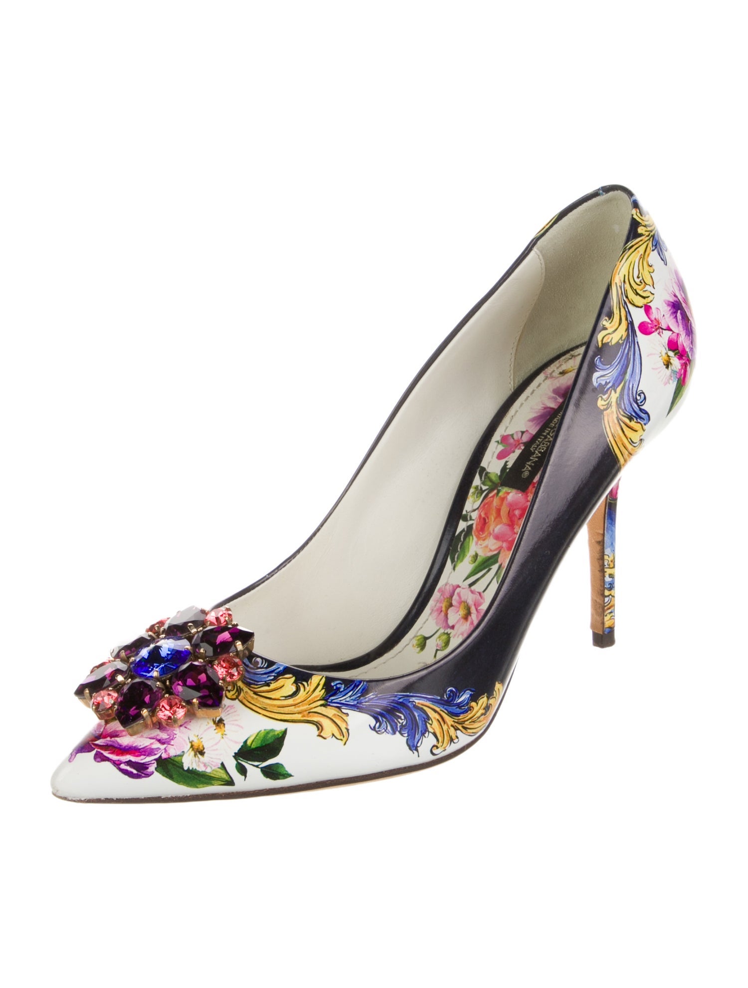 Dolce & Gabbana Leather Floral Print Pumps