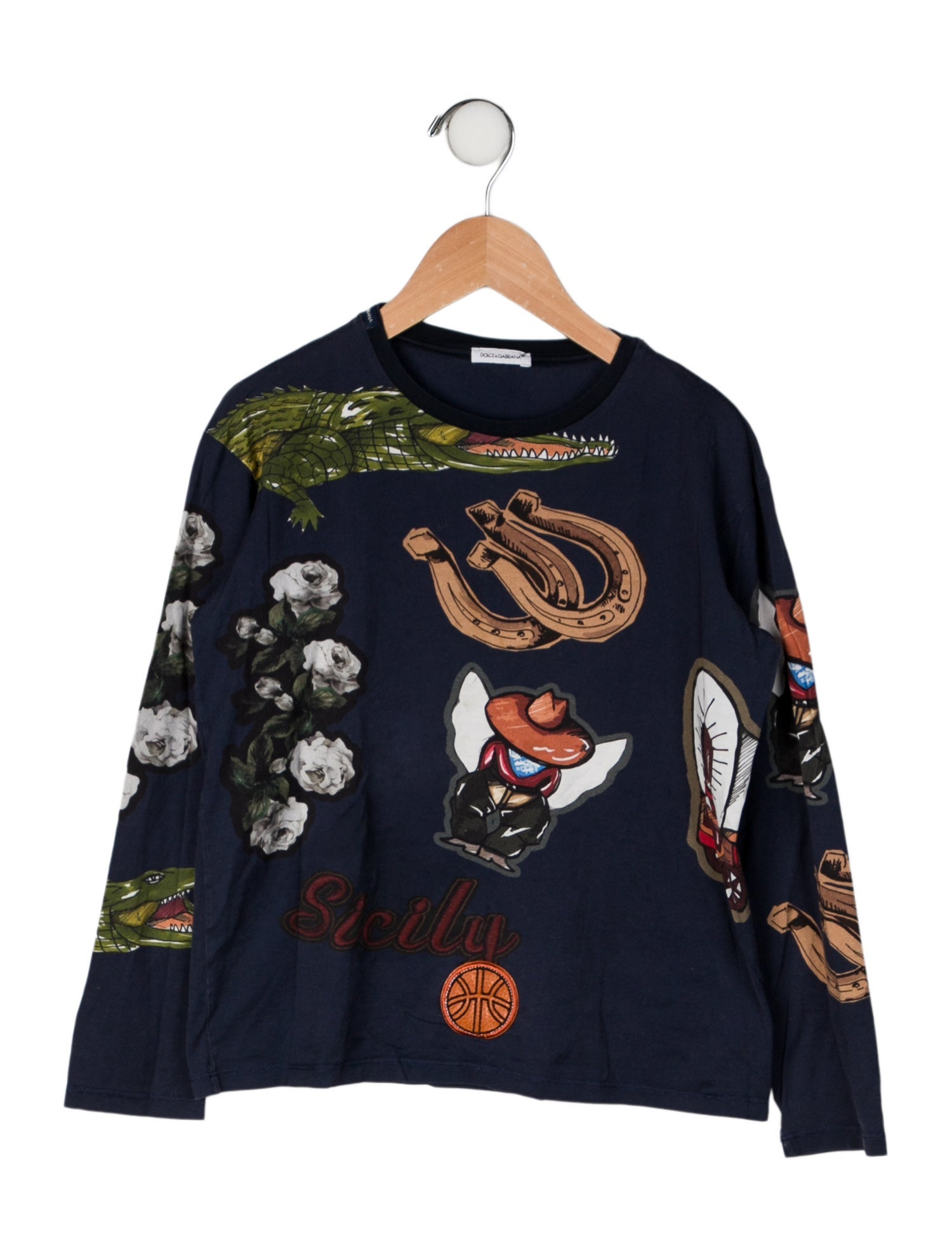 Dolce & Gabbana Long Sleeve Graphic Print T Shirt