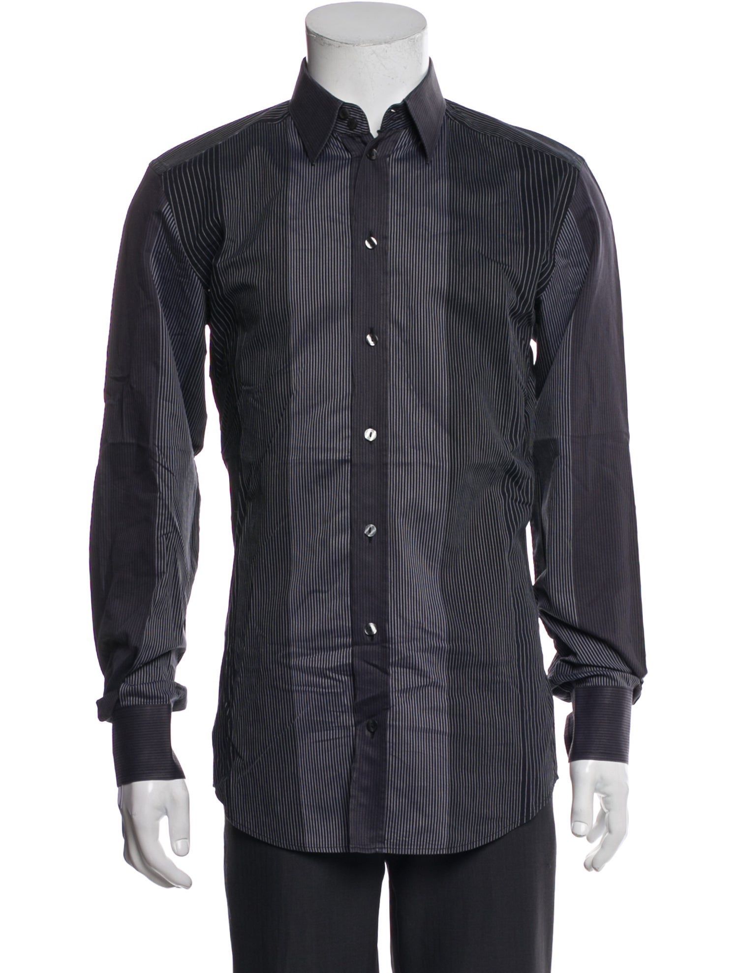 Dolce & Gabbana Striped Long Sleeve Tuxedo Shirt