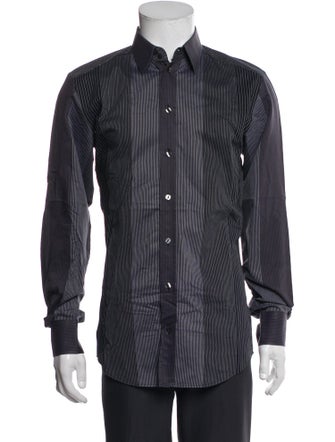 Dolce & Gabbana Striped Long Sleeve Tuxedo Shirt