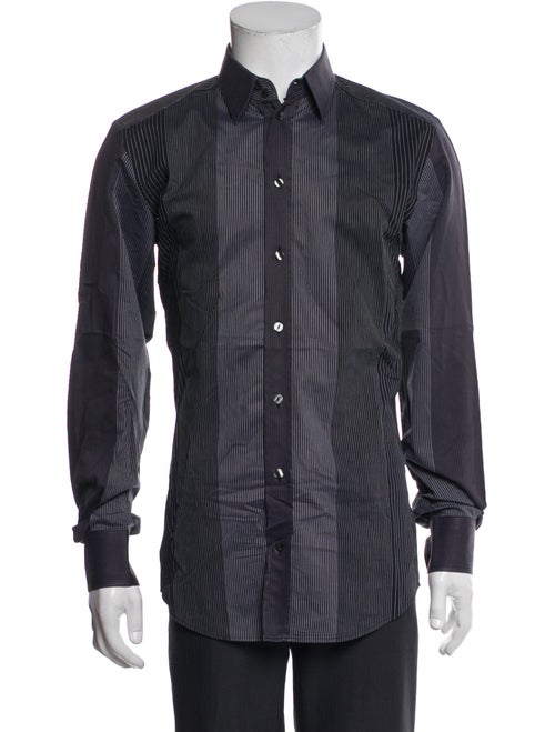 Dolce & Gabbana Striped Long Sleeve Tuxedo Shirt