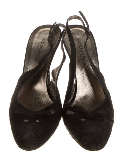 Dolce & Gabbana Suede Bow Accents Slingback Pumps