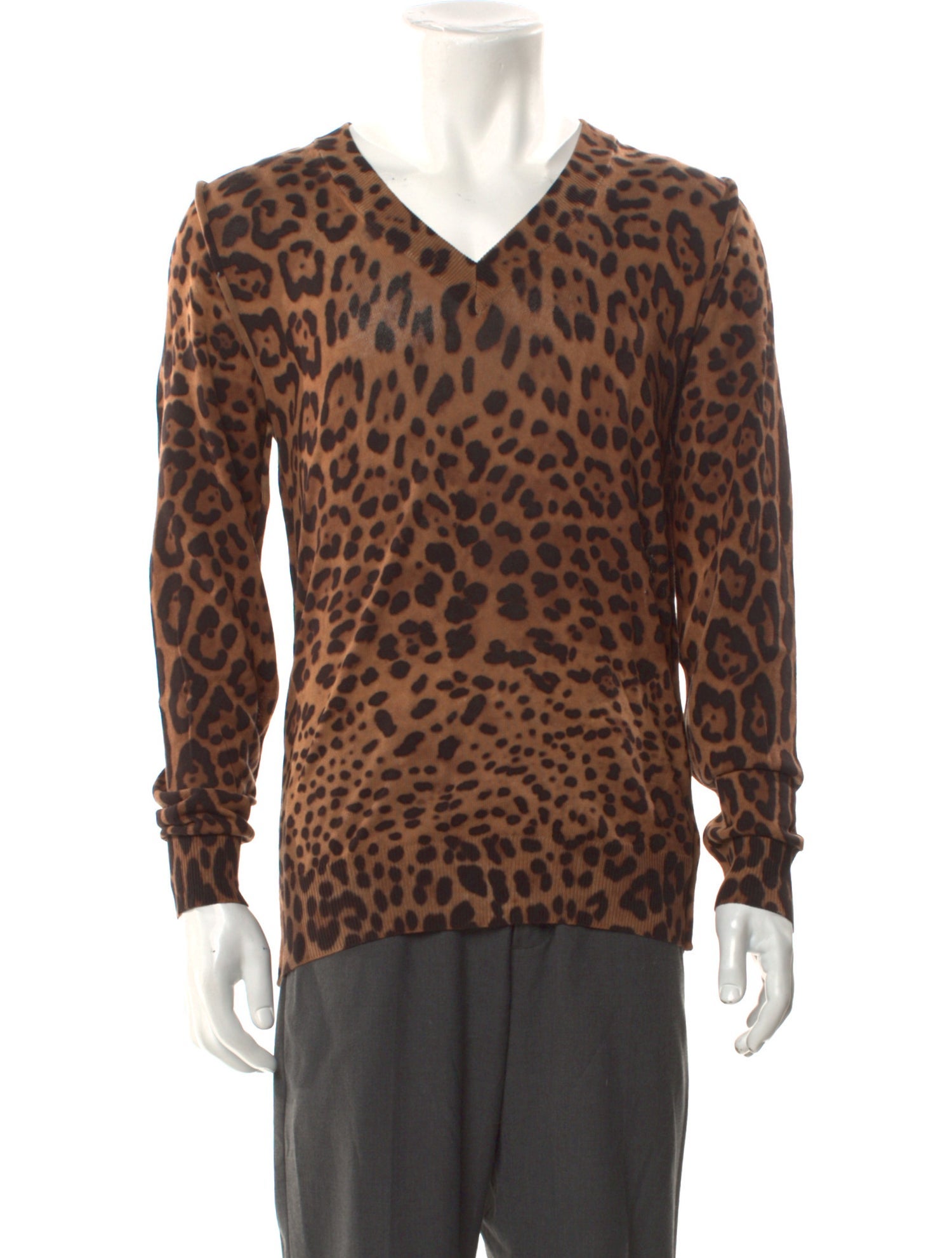 Dolce & Gabbana Animal Print V-Neck Pullover