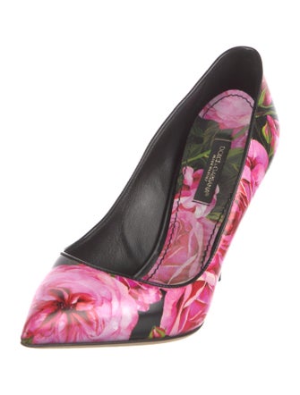 Dolce & Gabbana Leather Floral Print Pumps