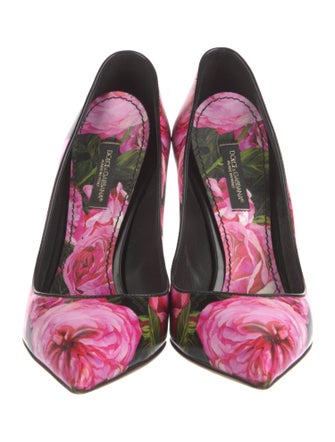 Dolce & Gabbana Leather Floral Print Pumps