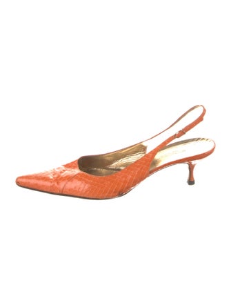 Dolce & Gabbana Snakeskin Animal Print Slingback Pumps