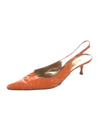 Dolce & Gabbana Snakeskin Animal Print Slingback Pumps