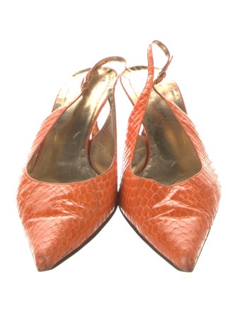 Dolce & Gabbana Snakeskin Animal Print Slingback Pumps